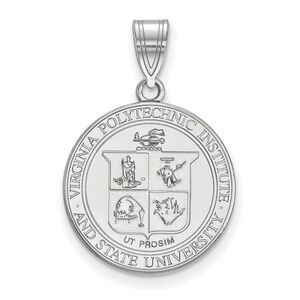 10K White Gold Virginia Tech Large Crest Disc Pendant